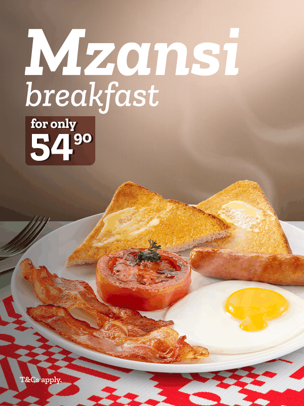 Breakfast with sausage, bacon and eggs