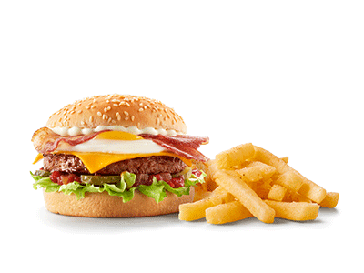 Champion burger with chips