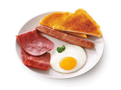 Cheese griller breakfast with macon and egg