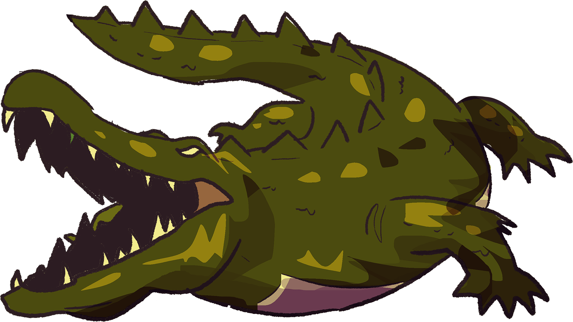 Crocodile illustrated on an orange background.