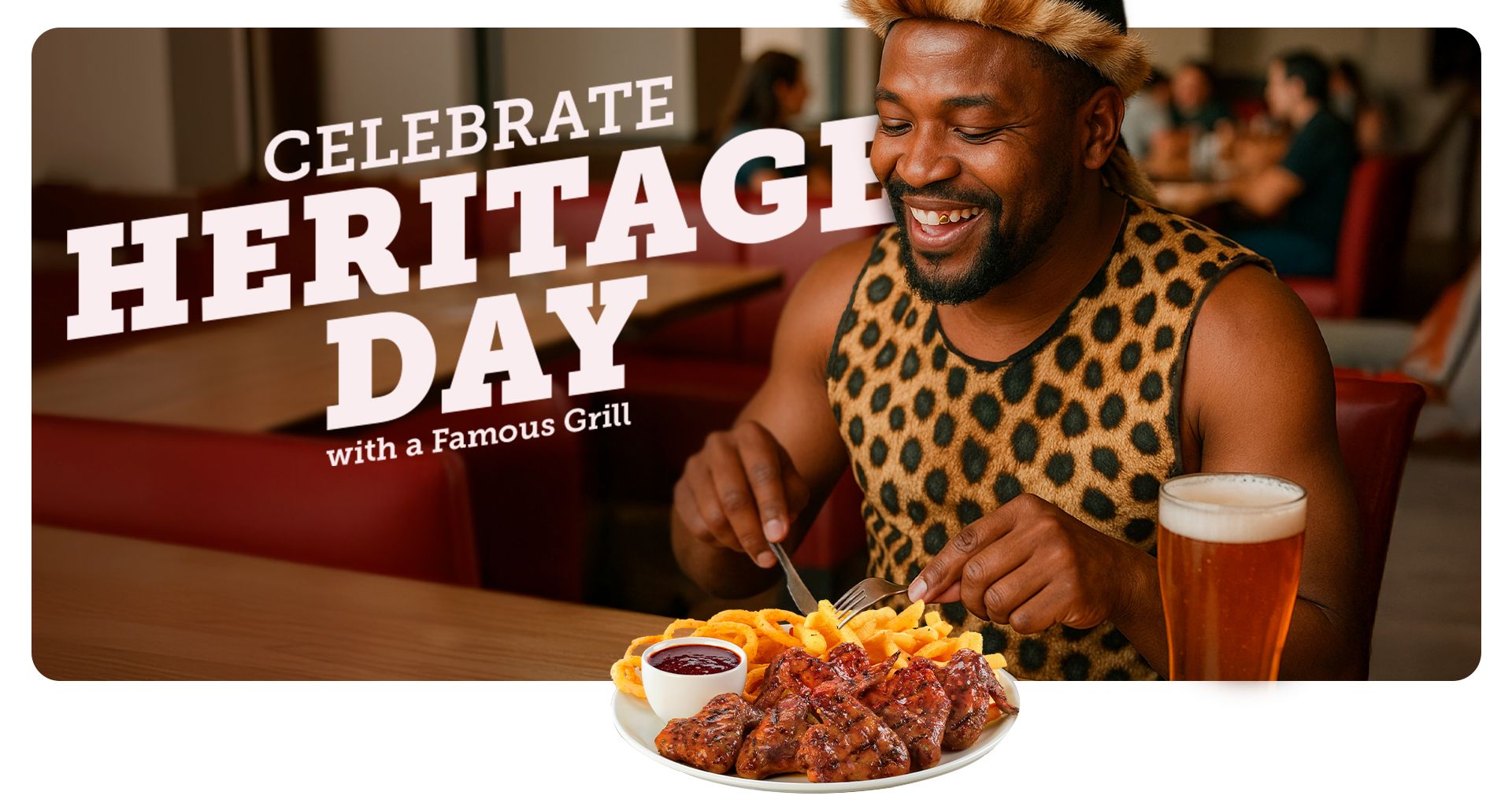 Person of culture celebrating Heritage Day at Wimpy
