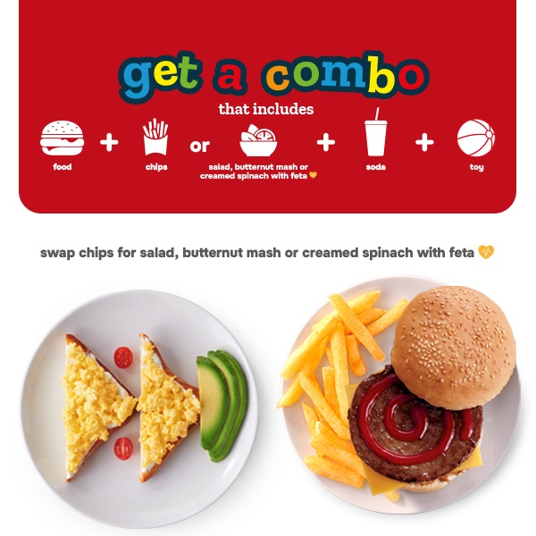 Kids menu banner in English