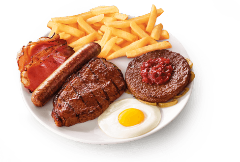 Wimpy mixed grill meal with ribs, sausage and sides