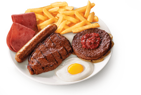 Halaal mixed grill platter with ribs, sausage and sides