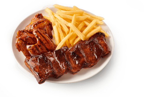 Halaal Wimpy ribs and wings meal with chips