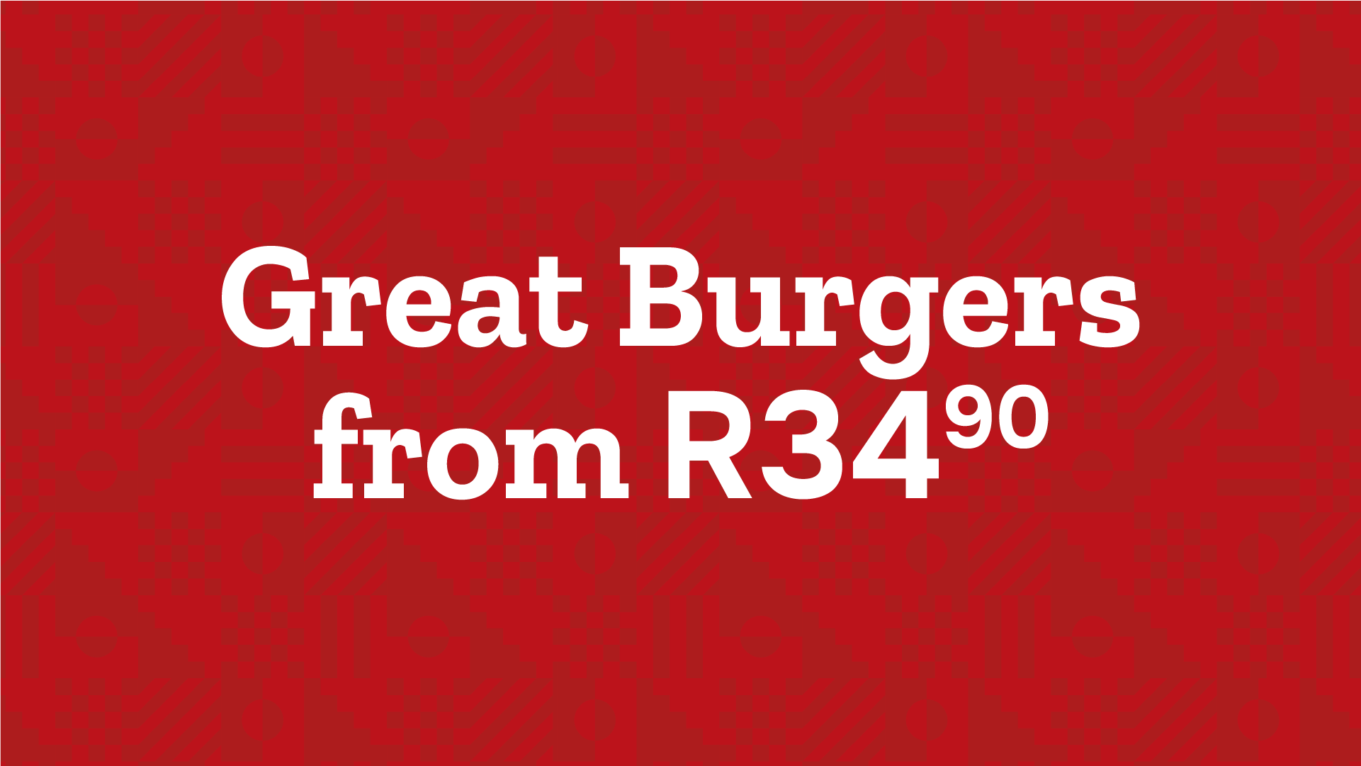 Lunchtime ideas from Wimpy including three burgers – a beef burger on the left, a chicken burger on the right and a cheeseburger in the middle.
