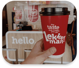 Lekker man takeaway coffee