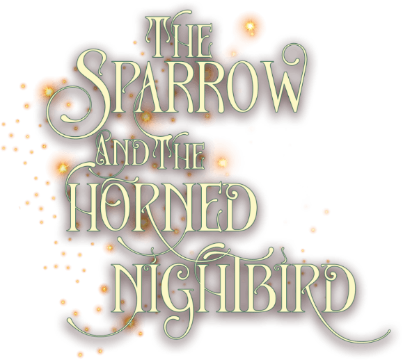 The Sparrow and the Horned Nightbird' written against a backdrop of stars.